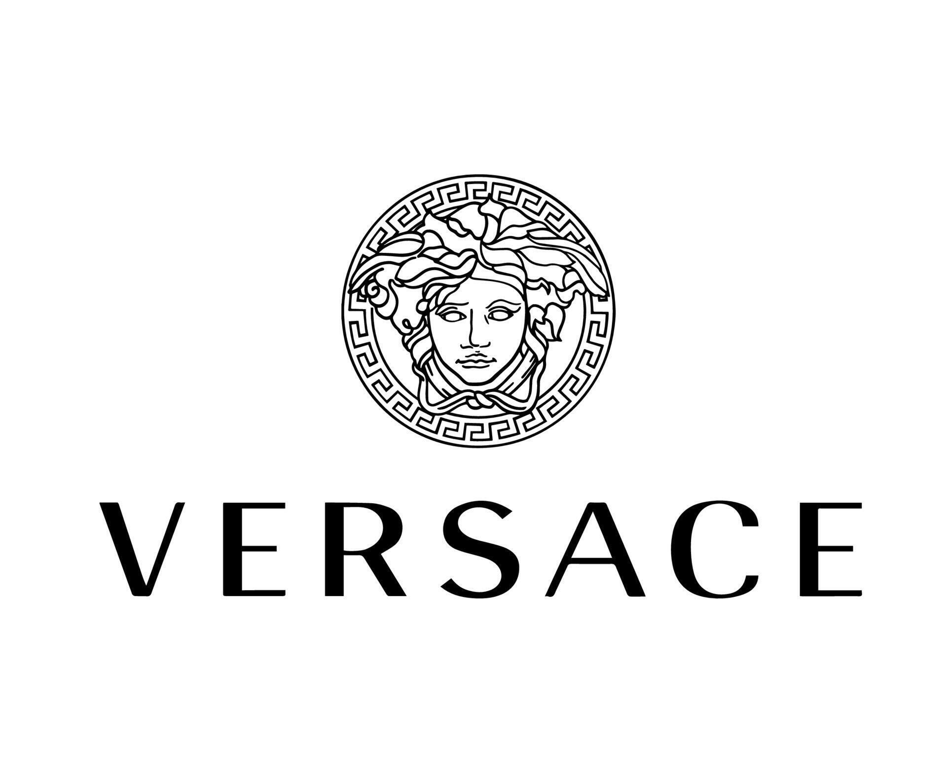 versace brand logo with name black symbol clothes design icon abstract illustration free vector